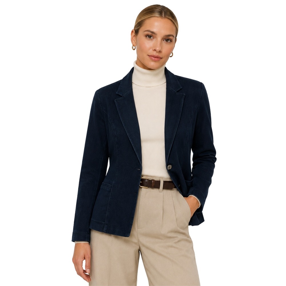 White House Black Market Blazer Womens Size 10 Dark Wash Denim Tailored Jacket